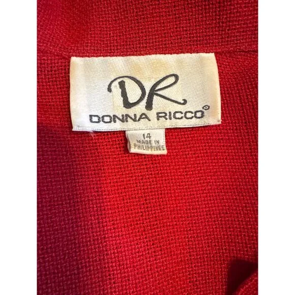 Vintage Donna Ricco Size 14 Red Blouse - Picture 4 of 4